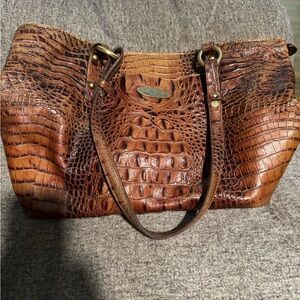 Brahmin - rehab needed - Crocodile Embossed Brown Leather Tote Bag
